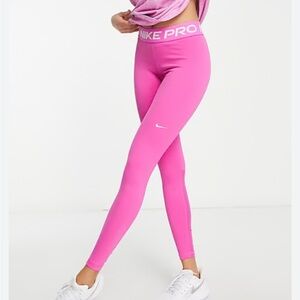 Nike Pro Women's Mid-Rise Mesh-Panelled Leggings - Playful Pink/White size M